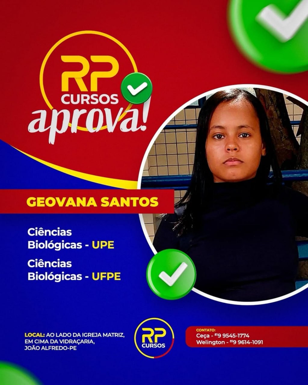 Geovana Santos aprovada em Ciências Biológicas UFPE