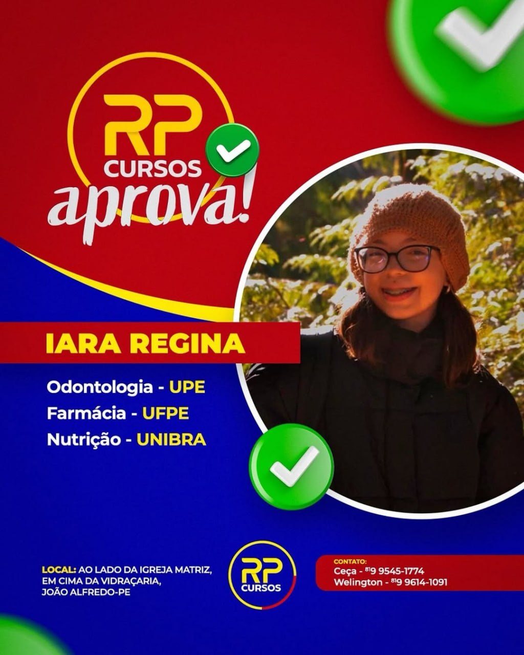 Iara Regina aprovada em Odontologia, Farmácia e Nutrição